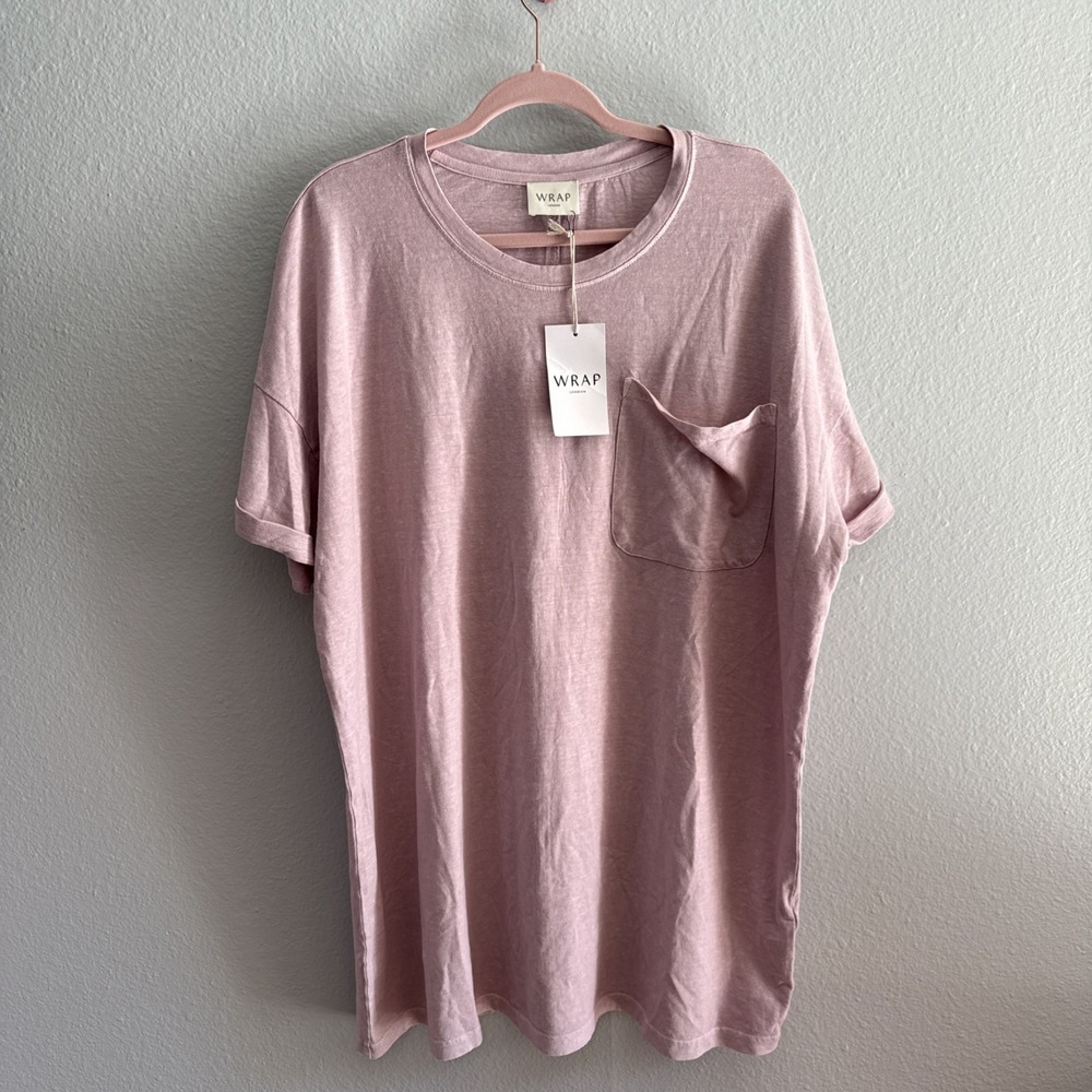 Wrap London Hemp Organic Cotton T-SHirt Dress In Soft Lavender Sz 14